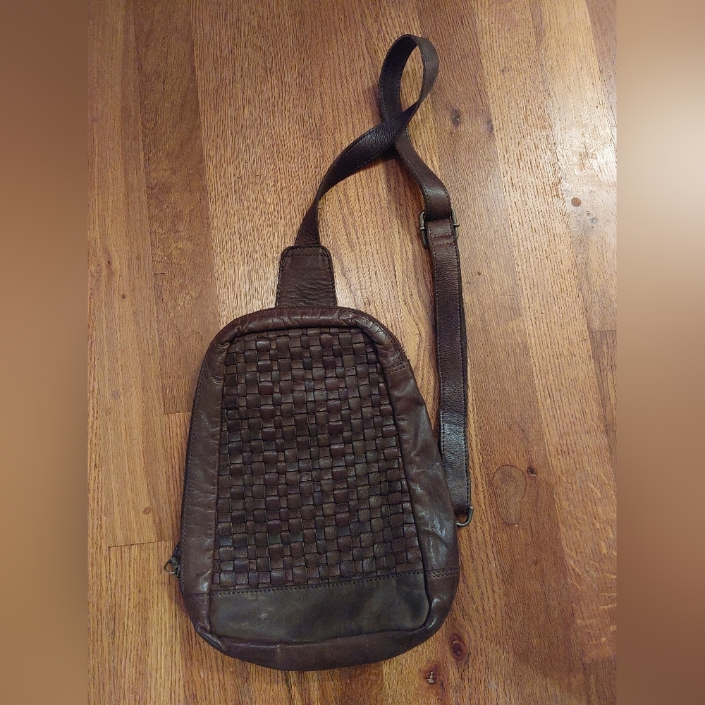Vintage Brown Leather Sling Bag